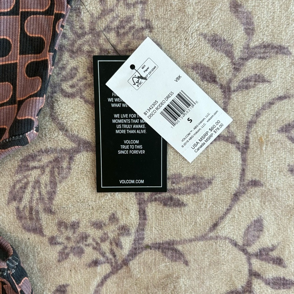 NWT Volcom Geometric Cut Out Midi Disco Rodeo Dress Purple and Black Size S - Picture 4 of 7